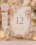 Blush Boho Wedding Table Number Template