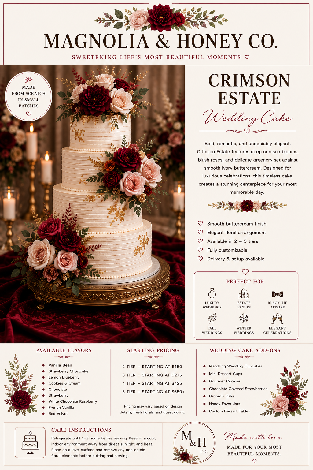 Crimson Estate Wedding Cake