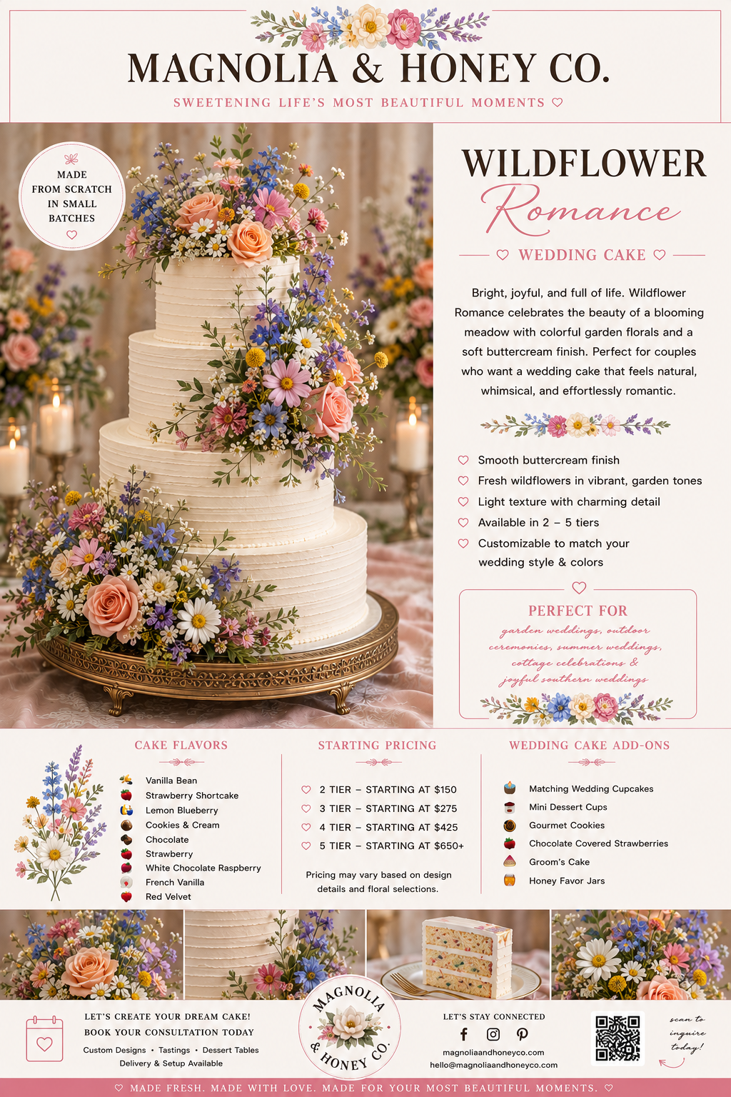 Wildflower Romance Wedding Cake