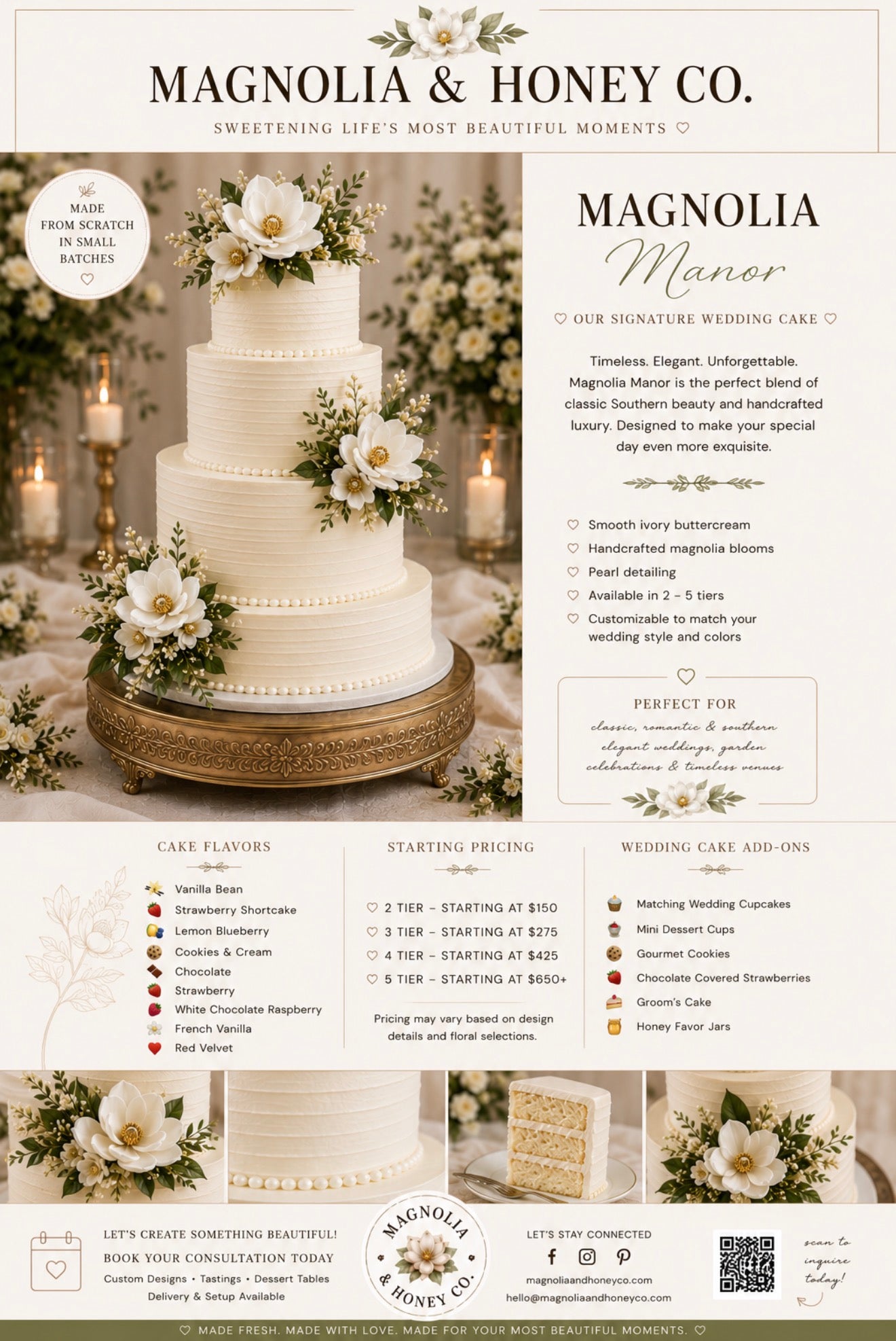 Magnolia Manor Wedding Cake