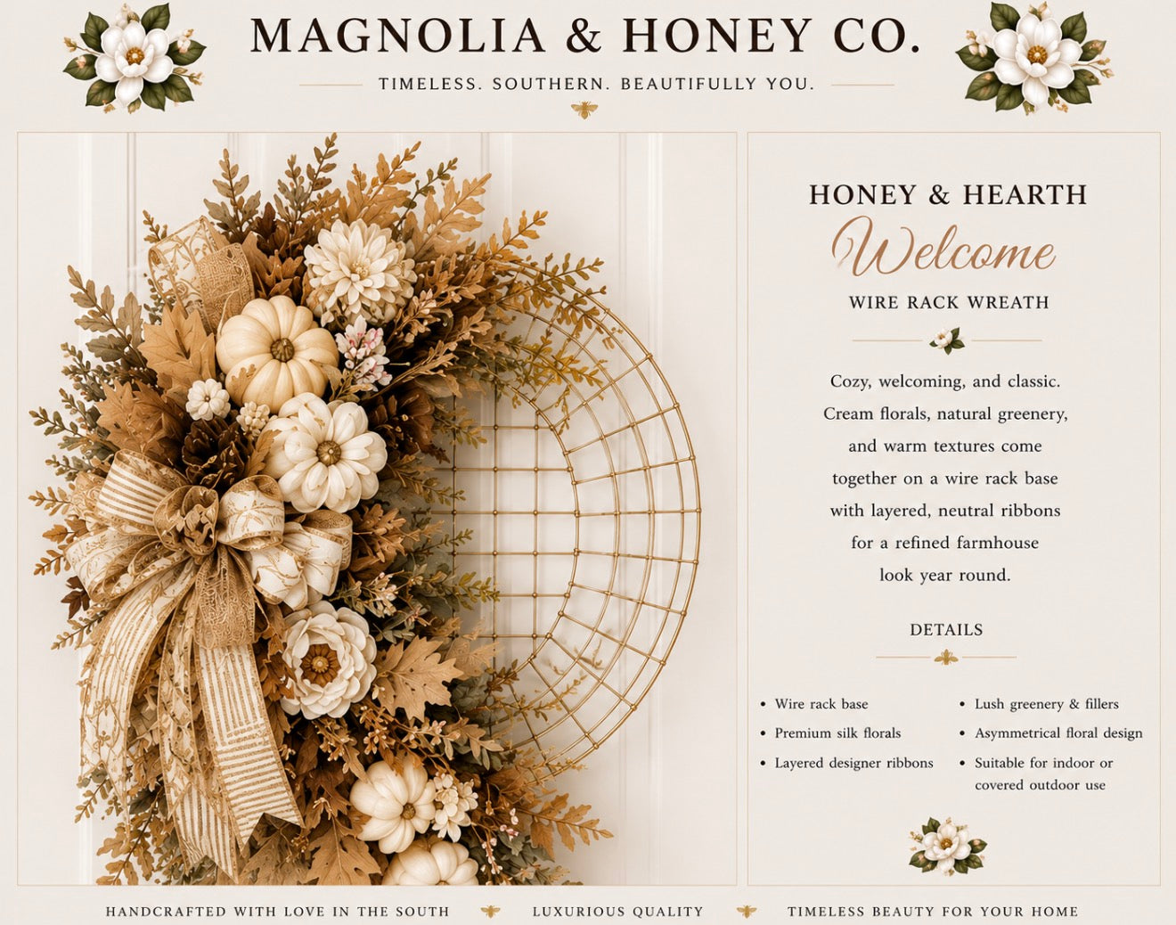 Honey & Hearth Welcome Wire Rack Wreath